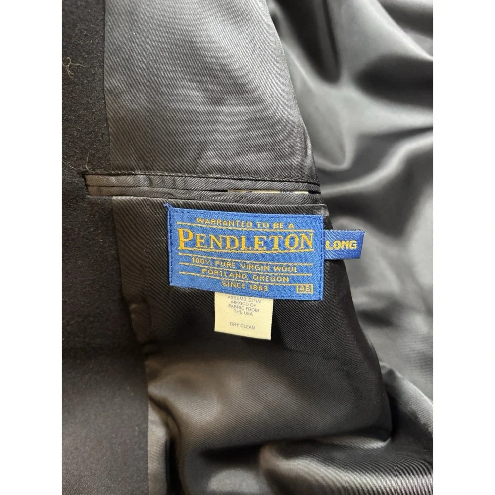 Vintage Pendleton‎ Wool Blazer Sport Coat Men's 46 Long Navy Gold Tone Buttons
